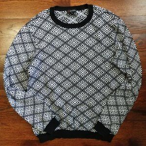 Guess Men's Geometric Sweater - SMALL S - Black White
